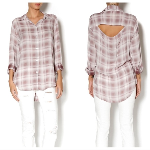 JET John eshaya Open-Back Plaid Blouse - Picture 1 of 8